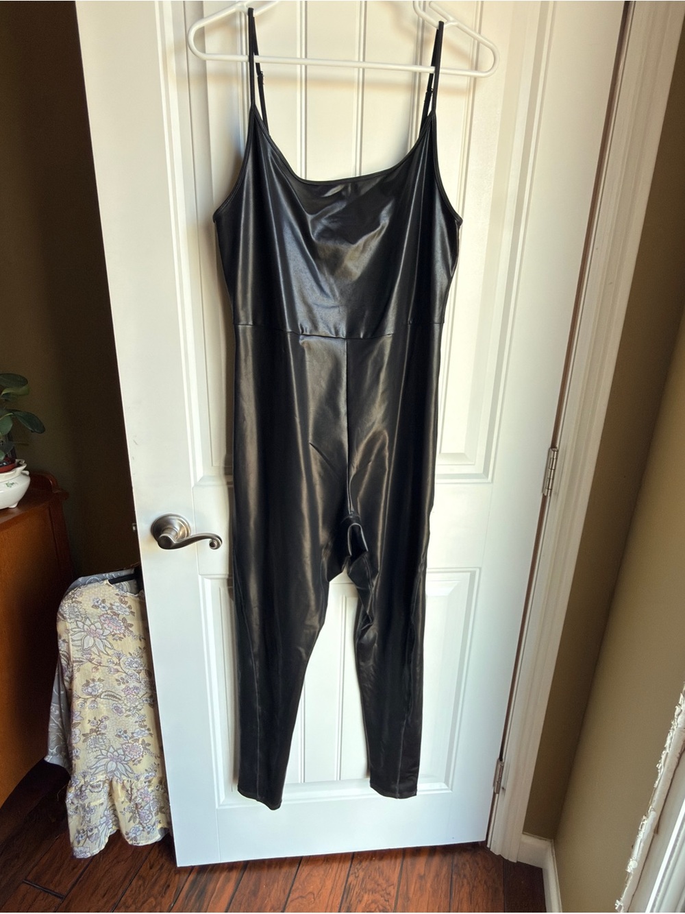 wild fable Black Faux Leather Slip Romper Jumpsuit